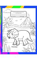 Primary Composition Notebook Handwriting Story Paper: K-2 Grades School Book - Dotted Mid-Line With Picture Space - Writing Practice Sheets - Bonus Pages of Dinosaurs to Color - Triceratops Dinosaur Cov