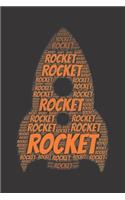 Rocket: Notebook, Journal - Dot grid, Dotted, Dot - 120 Pages DIN A5 (6x9 inches) - Notes, Drawings, Planer, Diary, Organization - Word Cloud Present