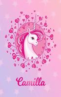 Camilla: Unicorn Large Blank Primary Sketchbook Paper - Pink Purple Magical Horse Personalized Letter C Initial Custom First Name Cover - Drawing Sketch Book