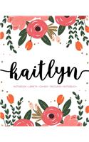 Kaitlyn: Notebook - Libreta - Cahier - Taccuino - Notizbuch: 110 pages paginas seiten pagine: Modern Florals First Name Notebook in Coral, Pink & Orange on W