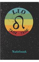 Zodiac Sign Leo Retro Notebook: Astrology Journal, Horoscope Notepad, Diary, 120 Pages, blanc Dot Grid, 6" x 9"