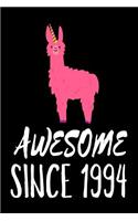 Awesome Since 1994: Funny Pink Llama Birthday Gift Notebook for Women