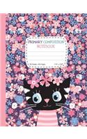 Primary Composition Notebook: Half Ruled Half Blank Cute Cat Draw and Write Journal with Picture Space for Drawing and Primary Ruled Lines for Creative Writing 100 sheets/200 pag