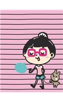 Never look bad: Cute girl and cute dog on pink cover (8.5 x 11) inches 110 pages, Blank Unlined Paper for Sketching, Drawing, Whiting, Journaling & Doodling(3 Cute Girl and Cute Dog on Pink Sketchbook)
