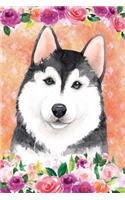Bullet Journal Notebook for Dog Lovers Husky in Flowers 5