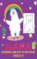 Llama Coloring and Dot to Dot Book Ages 6-9