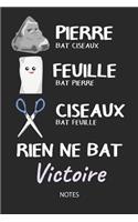 Rien ne bat Victoire - Notes: Noms Personnalisé Carnet de notes / Journal pour les filles et les femmes. Kawaii Pierre Feuille Ciseaux jeu de mots. Fournitures scolaires, premier