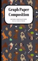 Graph Paper Composition: Dogs and Puppies Cover, Grid Paper Notebook, Quad Ruled, 100 Sheets (Large, 8.5 X 11)