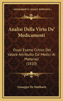 Analisi Della Virtu De' Medicamenti