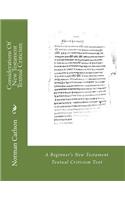 Considerations Of New Testament Textual Criticism