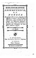 Bibliographie instructive, ou Notice de quelques livres rares, singuliers