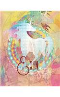 Erin: Colorful Rainbow Unicorn - 100 Pages 8"X10" Girl's Composition Wide Ruled Notebook