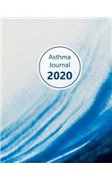 Asthma Journal 2020: Dated asthma symptoms tracker (Medications, Triggers, Peak flow meter sections, Peak flow charts, Exercise tracker, Notes). 11.0' x 8.5'. (Letter si