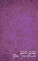 2020-2022 Three Year Planner: Jan 2020-Dec 2022 Three Year Planner, purple leather digital paper cover, featuring 2020-2022 Overview, daily, weekly, monthly view, areas for: to d
