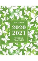 At a Glance 2020-2021 Weekly Planner: Green Butterflies 2 Year / 24 Month Planner for Desk - Jan 2020 - Dec 2021 Calendar - Size: 8.5" x 11"