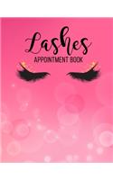 Lashes Appointment Book: Appointment Book for Lash Technicians, Eyelash Extension Techs, Beauty, Appointment Book with Times Daily and Hourly Schedule (Pink & Gold)