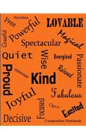 Affirmation Words Composition Notebook: Affirmation Words Composition Notebook - 8.5 x 11 - 200 pages (100 sheets) College Ruled Lined Paper. Glossy Orange Cover.