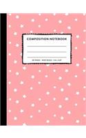 Composition Notebook: Coral Pink Tiny Stars Twinkle Print SOFT Cover Wide Ruled Copy Book Cute Marble Kids Girls Back To School Supplies, Elementary Student Teacher Lined