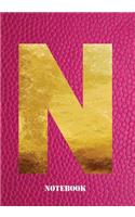 N Notebook: Letter 'n' Notebook, Composition, Exercise or Log Study Book - Pink Cover
