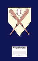 Composition Book 100 Sheets/200 Pages/8.5 X 11 In. Wide Ruled/ Bats Ball Diamond Field Baseball-Navy: Writing Notebook Lined Page Book Soft Cover Plain Journal Sports & Recreation Softball Baseball