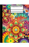Floral Abstract Composition Notebook - Wide Ruled: 7.44 x 9.69 - 101 Sheets / 202 Pages