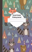 Forest Friends Primary Journal: Grades K-2, Half Page Lined Handwriting Paper with Drawing Space