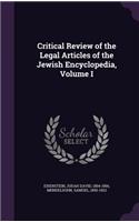 Critical Review of the Legal Articles of the Jewish Encyclopedia, Volume I