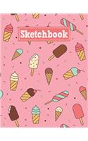 Sketchbook: 8.5 x 11 Notebook for Creative Drawing and Sketching Activities with Ice Cream Themed Cover Design