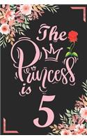 The Princess Is 5: 5th Birthday & Anniversary Notebook Flower Wide Ruled Lined Journal 6x9 Inch ( Legal ruled ) Family Gift Idea Mom Dad or Kids in Holidays - Marble &