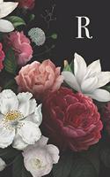 R: 110 College-Ruled Pages (6 x 9) - Beautiful Monogram Journal and Notebook with Vintage Roses and Peonies. Personalized Initial Letter - Monogramed C