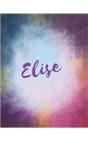 Elise: Elise personalized journal blank book. Large 8.5 x 11 Attractive watercolor texture purple pink orange & blue tones. arty stylish pretty journal for