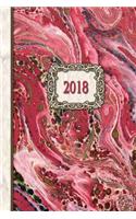 2018 Diary Rose Stone Design: 13 Months & Week to Page Planner 130 Pages 6x 9 with Contacts - Password - Birthday Lists & Notes