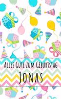 Alles Gute zum Geburtstag Jonas: Kariertes Notizbuch mit 5x5 Karomuster für deinen personalisierten Vornamen