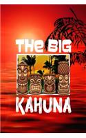 The Big Kahuna: Hawaii Tiki Bar Retro Vibes Aloha Fishing Surfing Shark Men's Cream Paper College Ruled Lined Notebook Journal Matte Perfect Fathers Day Gifts for M