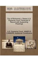 City of Richmond V. Deans U.S. Supreme Court Transcript of Record with Supporting Pleadings