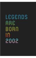 Legends Are Born In 2002 Notebook Birthday Gift: Lined Notebook / Journal Gift, 120 Pages, 6x9, Matte Finish, Soft Cover