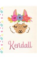 Kendall: Personalized Llama Sketchbook For Girls With Pink Name - 8.5x11 110 Pages. Doodle, Draw, Sketch, Create!