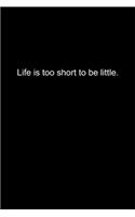 Life is too short to be little.