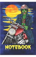 Notebook: Blank Notebook 120 Pages 6" x 9" College Ruled - Zombie Biker Themed Cover