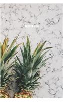 Marble Notebook: White Gray Marble Composition Book With Pineapple On Cover Journal Diary For Kids Teens School