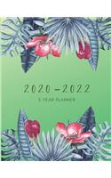 2020-2022 3 Year Planner Floral Leaves Monthly Calendar Goals Agenda Schedule Organizer