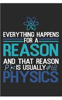 Everything Happens For A Reason: Physics Notebook Blank Dot Grid Teacher Journal dotted with dots 6x9 120 Pages Checklist Record Book Science Teachers Take Notes Physician Planner P
