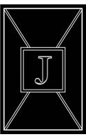 J: Personalized Dot Grid Bullet BUJO Notebook Journal Modern Sleek Black White Minimalist Initial Monogram Letter J - Many Usage Handy Travel Size For 
