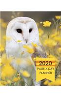 2020 Page A Day Planner: Calendar Schedule Organizer Owl and Yellow Wildflowers Cover