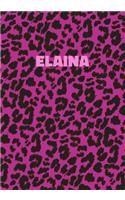Elaina: Personalized Pink Leopard Print Notebook (Animal Skin Pattern). College Ruled (Lined) Journal for Notes, Diary, Journaling. Wild Cat Theme Design wi