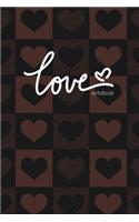 Love Notebook, Blank Write-in Journal, Dotted Lines, Wide Ruled, Medium (A5) 6 x 9 In (Black)
