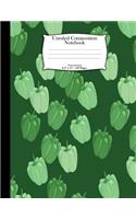 Unruled Composition Notebook. Food and Sweets. 8.5" x 11". 120 Pages: Cool Green Peppers Pattern Cover. Unruled blank notebook, sketchbook, drawing book. Blank paper for drawing, doodling or sketching. Blank notebook f