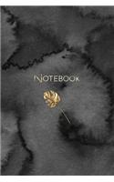 Notebook: Black Watercolor Golden Leaf Notebook. 120 Lined Pages for Writing.
