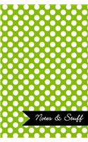 Notes & Stuff Lined Notebook With Lime Green Polka Dot Pattern Cover