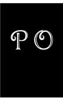 P O: Double Monogram Journal, 100 Pages, 6x9 Inches, Black Glossy Cover